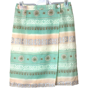 Vintage‎ Silk Crossing Pointe Southwest Aztec Chino Wrap Skirt Women’s 8